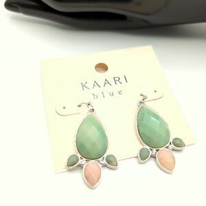 Kaari Blue Sea Turtle Drop Earrings - Mint Green Pink  -1.5 in